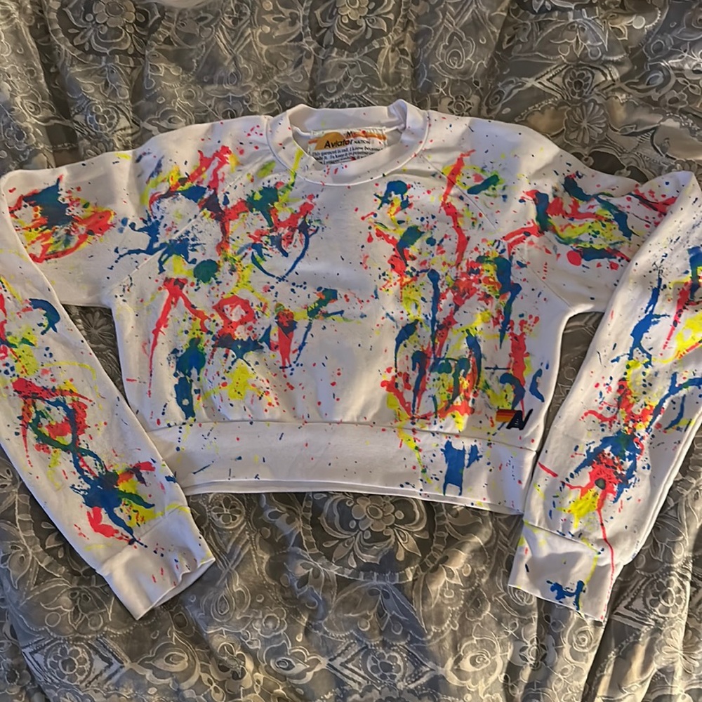 Aviator Nation artist collection sz M cropped sweatshirt NWOT sold out on site!